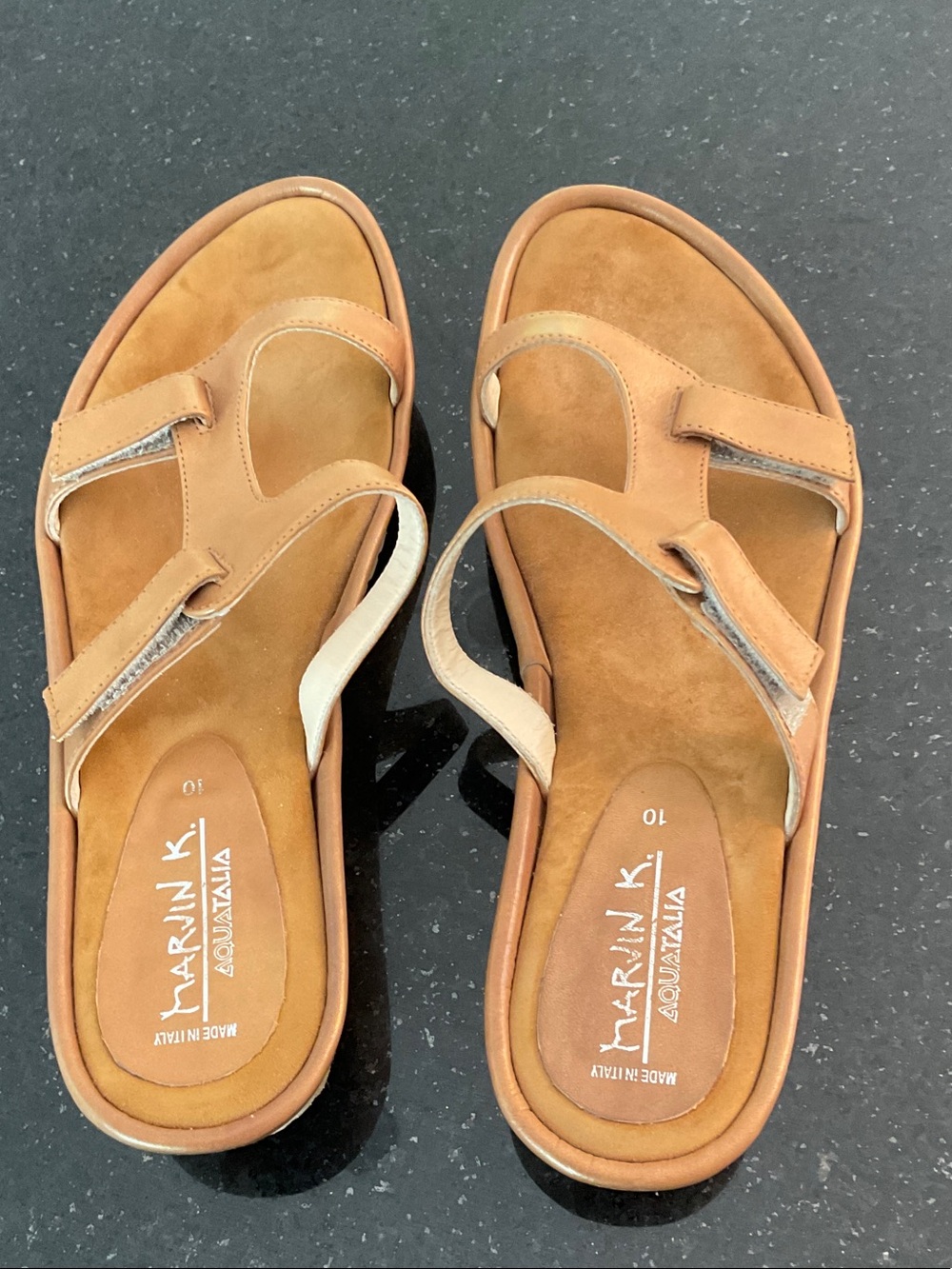 Aquatalia Tan Suede Adjustable Strap Sandals